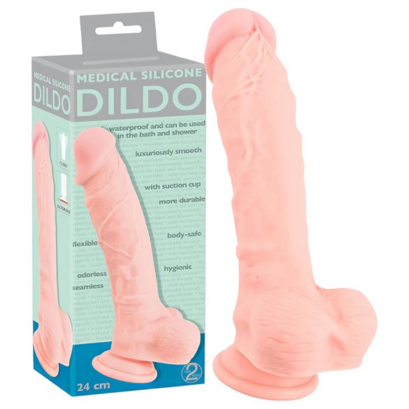 Medische siliconen dildo (24cm) - naturel