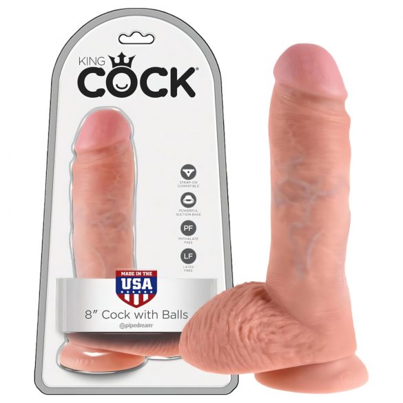 King Cock 8 met ballen dildo (20 cm) - natuurlijk