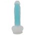 You2Toys Glow in the Dark - zuignap, lichtgevende dildo met ballen (blauw)