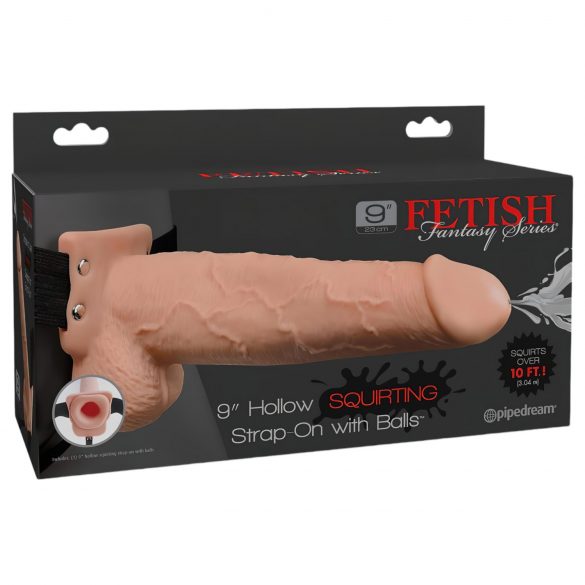 Fetish Strap-On 9 - bevestigbare, holle, spuitende dildo (natuurlijk)