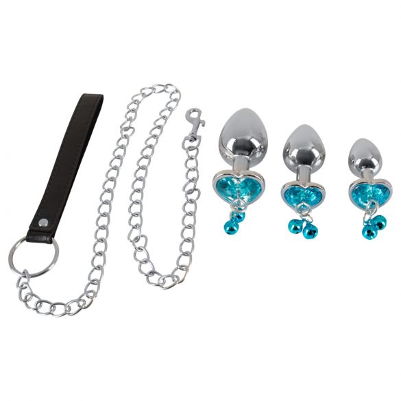 You2Toys - Butt Plug Set - anale plugset met riem (zilver)