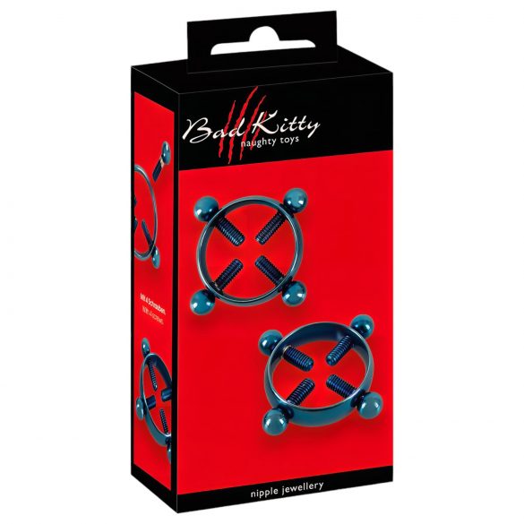 Bad Kitty - gedraaide tepelpiercing (rond) - blauw