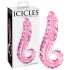 Icicles No. 24 - geribbelde glazen dildo met tong (roze)