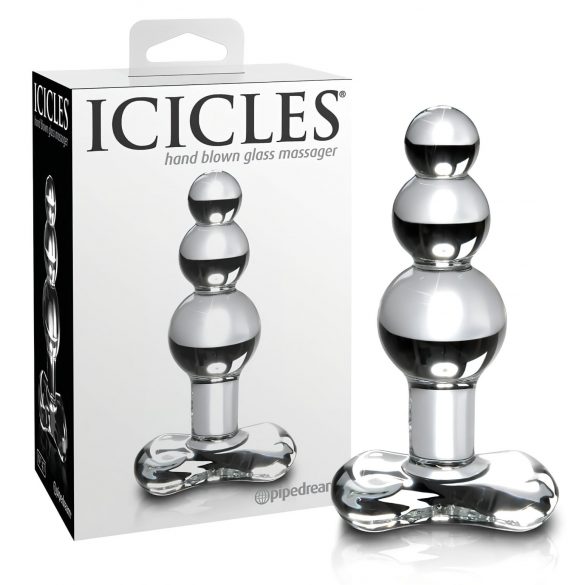 Icicles No. 47 - drievoudige parel, glazen anale dildo (transparant)