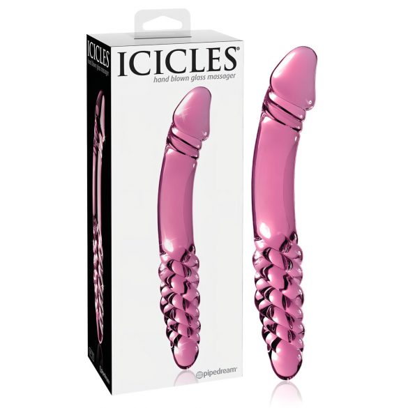 Icicles No. 57 - dubbelzijdige glazen dildo met penisvorm (roze)