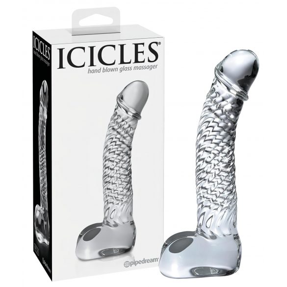 Icicles No. 61 - glazen dildo met testikels en penis (transparant)