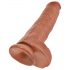 King Cock 11 - zuignap voet, met ballen dildo (28cm) - donker natuur