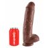 King Cock 11 - grote dildo met zuignap en balzak (28 cm) - bruin