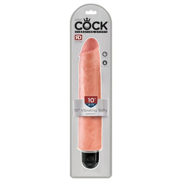 King Cock 10 Stiffy - waterdichte, levensechte vibrator (25 cm) - huidskleurig