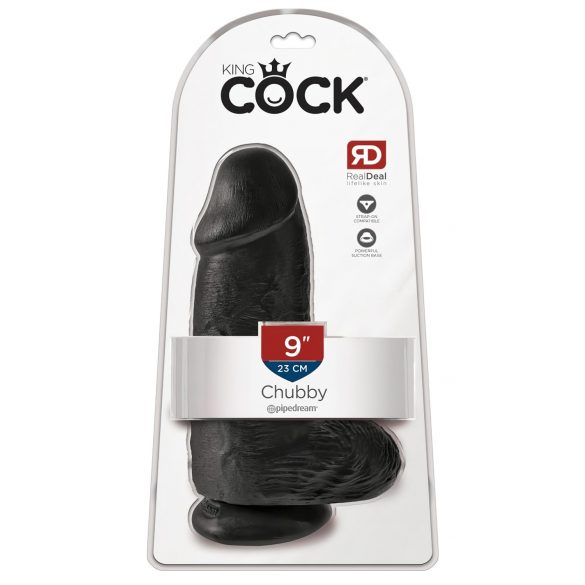 King Cock 9 Chubby - gode ventouse noir avec testicules (23cm)