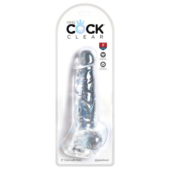 King Cock Clear 20 cm - zuignap, met ballen