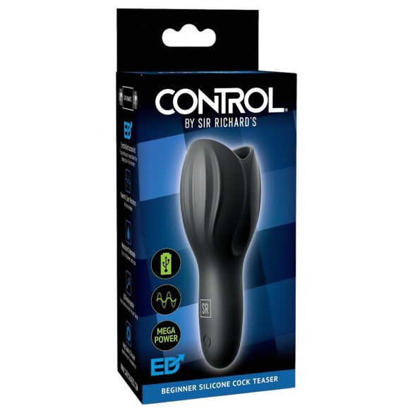 Control Cock Teaser - waterdichte, oplaadbare eikel vibrator (zwart)