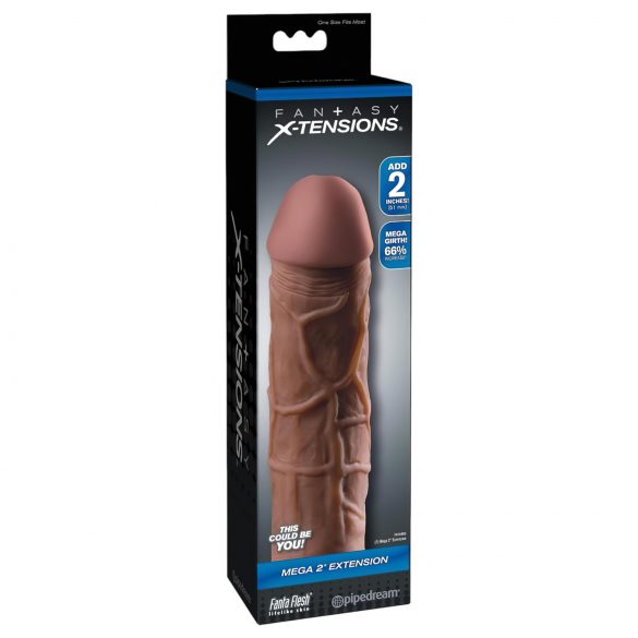 X-TENSION Mega 2 - realistische penismantel (20,3 cm) - donker natuurlijk