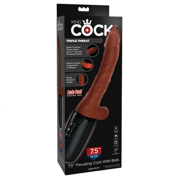 King Cock Plus 7,5 - bruine vibrerende dildo met testikels