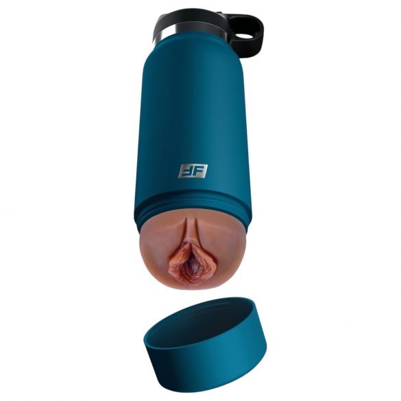 Fuck Flask Private Pleaser - kunstvagina in een fles (blauw-bruin)