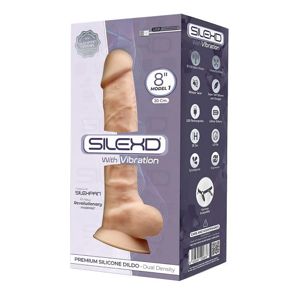 Silexd 8 - verstelbare zuigvoet vibrator - 20cm (natuurlijk)