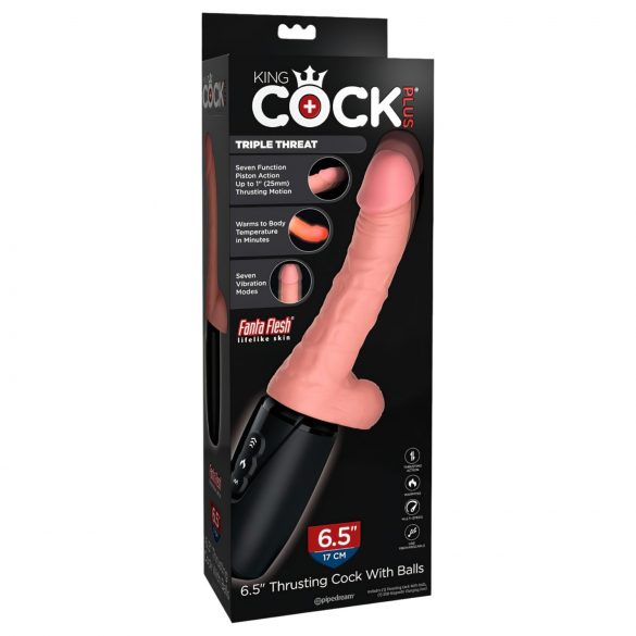 King Cock Plus 6,5 - met balletjes stoter vibrator - natuurlijk