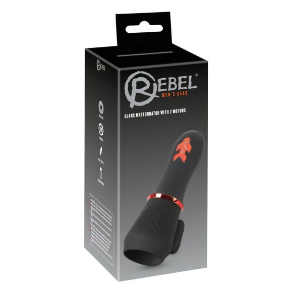 Rebel - oplaadbare, dubbele motor eikelvibrator (zwart)