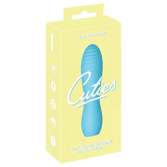 Cuties Mini 3 - oplaadbare, waterdichte, geribbelde vibrator (turquoise)