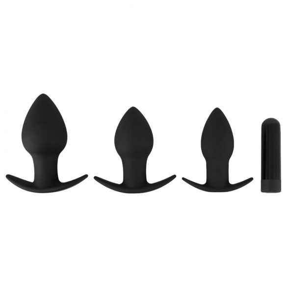 Black Velvet - oplaadbare anale vibrator set - 3-delig (zwart)