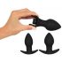 Black Velvet - oplaadbare anale vibrator set - 3-delig (zwart)