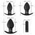 Black Velvet - oplaadbare anale vibrator set - 3-delig (zwart)