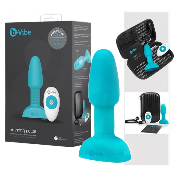 b-Vibe Rimming - Vibromasseur anal à rotation perles (turquoise)