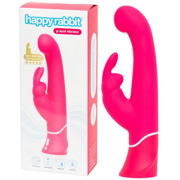 Happyrabbit G-spot - Vibromasseur étanche avec stimulateur clitoridien (rose)