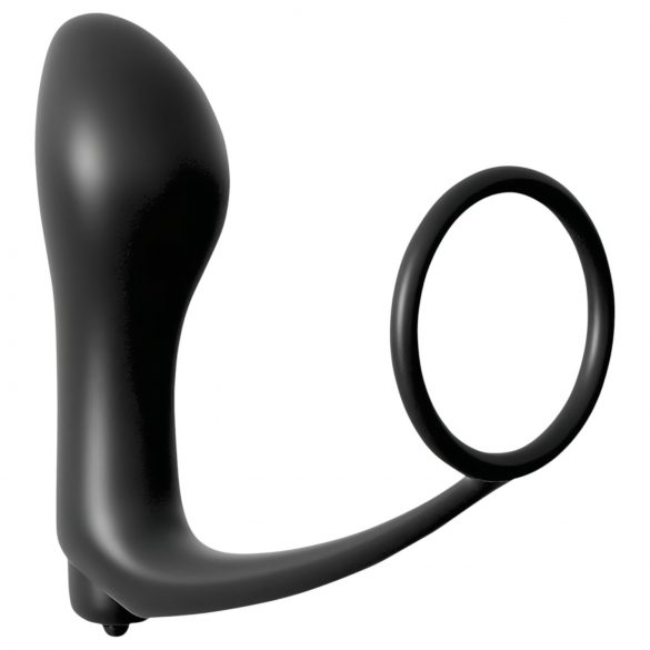 Analfantasie - anaalvinger vibrator met penring (zwart)