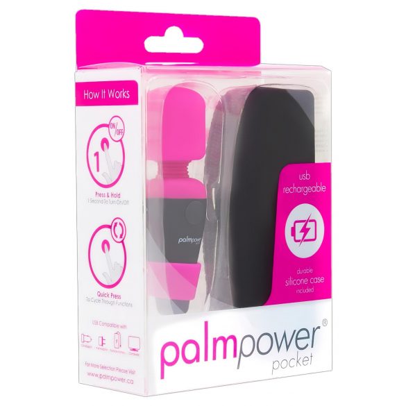 PalmPower Pocket Wand - mini massagetrilmachine (roze-zwart)