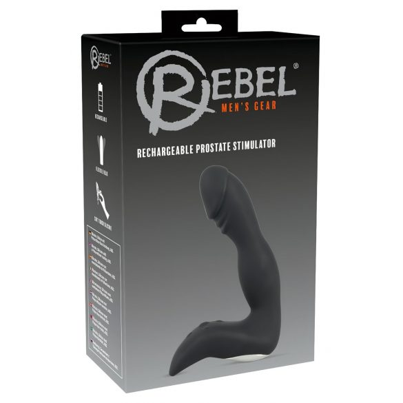 Rebel - Oplaadbare zwarte prostate vibrator met penis stimulator