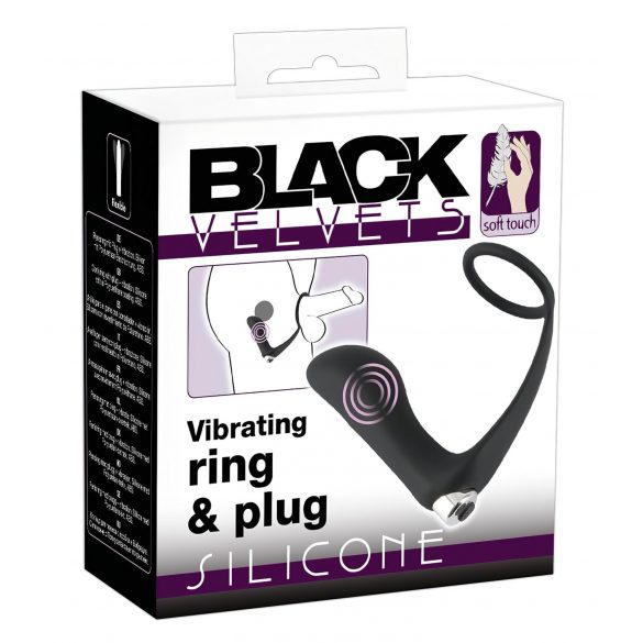 Black Velvet - anale vibrator met penisring (zwart)