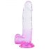 Sunfo - dildo met zuignap en realistische testikels - 22cm (transparant-paars)