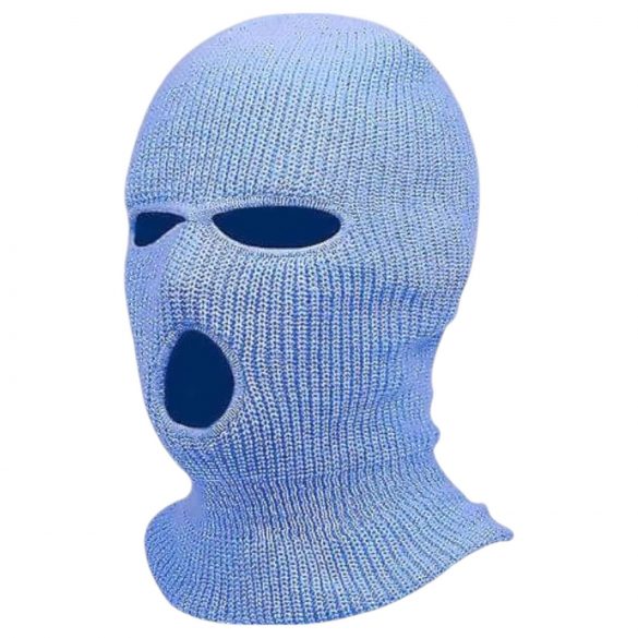 Bivakmuts - gebreide zuigmasker met 3 openingen (blauw)