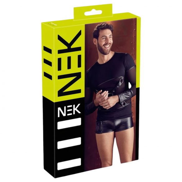 NEK - kruisband lange mouw heren shirt (zwart) - M