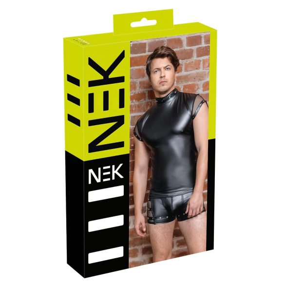 NEK - herenshirt met studs en netinzet (zwart)