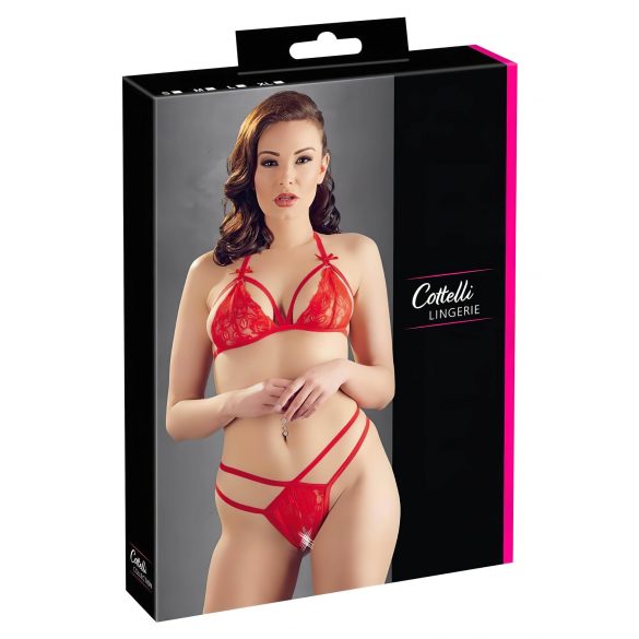 Cottelli - Ensemble soutien-gorge ouvert en dentelle (rouge) - M