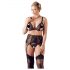 Cottelli Grande Taille - Trio de lingerie en dentelle (noir) - XXL