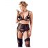 Cottelli Grande Taille - Trio de lingerie en dentelle (noir) - XXL