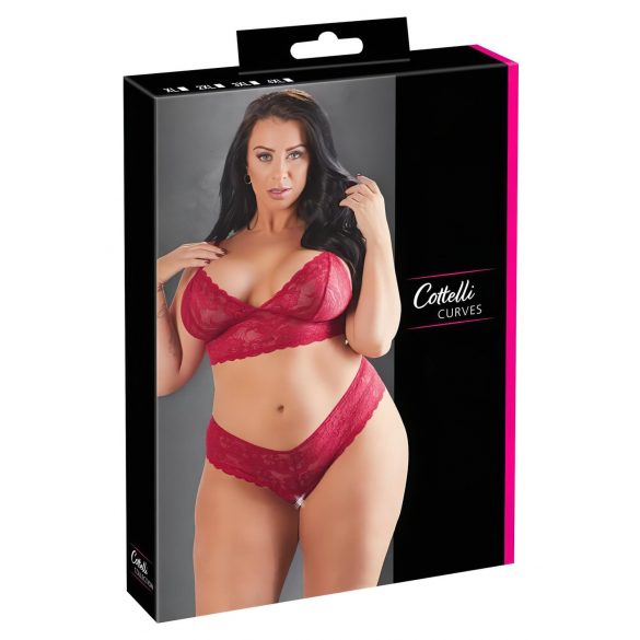 Cottelli Grandes Tailles - Ensemble Soutien-Gorge Dentelle Douce (Rouge)