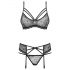 Obsessive 818-SEG-1 - Strass en Kant Lingerie Set (Zwart) - L/XL