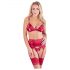 Abierta Fina - glinsterende lingerieset met ketting (rood) - M