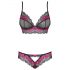 Obsessive Tulia - kanten lingerieset (zwart-roze) - L/XL