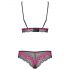 Obsessive Tulia - kanten lingerieset (zwart-roze) - L/XL