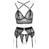 Abierta Fina - kanten lingerie trio (zwart)