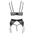 Abierta Fina - kanten lingerie trio (zwart) - M