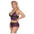 Cottelli Grande Taille - Ensemble de Soutien-Gorge Fleuri (Noir-Violet)