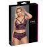 Cottelli Grande Taille - Ensemble de Soutien-Gorge Fleuri (Noir-Violet) - 3XL/4XL