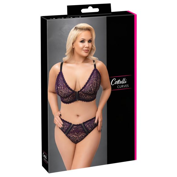 Cottelli Curves Plus Size - Ensemble soutien-gorge translucide à motif (violet) - 2XL