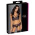 Cottelli - 3-delige kanten lingerieset (zwart-paars)